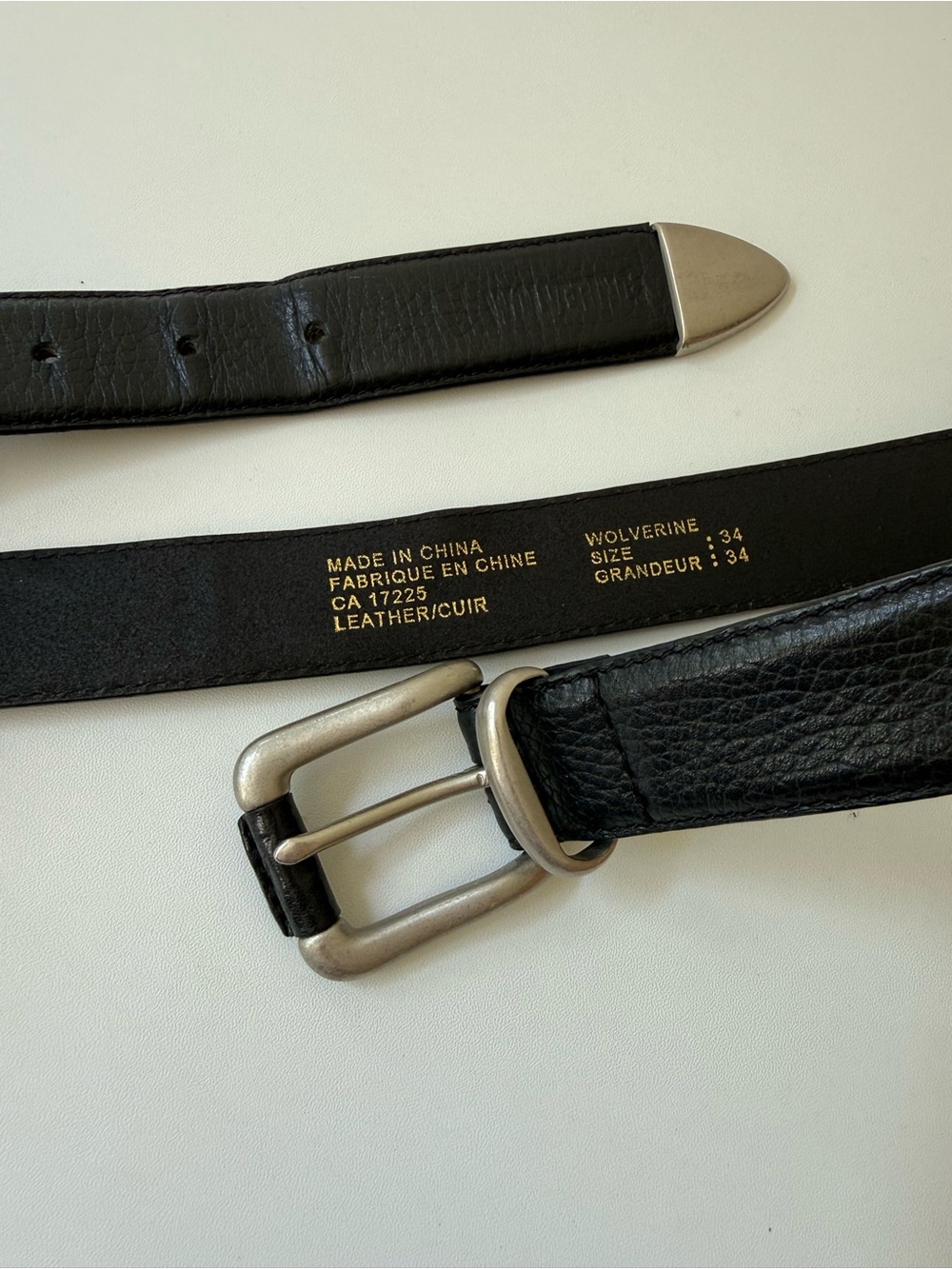 Wolverine Black Leather Men’s Belt with Silver Buckle